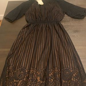 Black and brown lace long dress